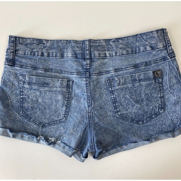 Women's G by Guess‎ Distressed Cuffed Blue Jeans Shorts Size 30 - Picture 2 of 10